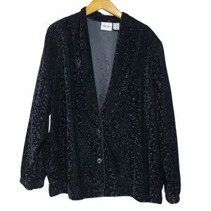 Tan Jay Velvet Burnout Blazer Womens Large Animal Print Mobwife Whimsigoth VTG